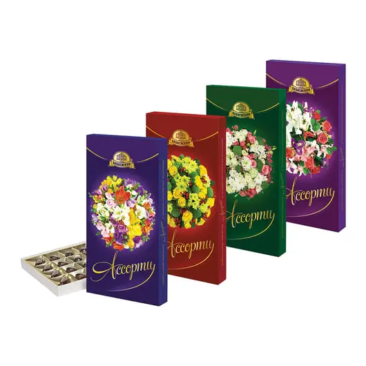 Конфеты шоколадные АССОРТИ (БАБАЕВСКИЙ) &quot;Букеты&quot;,с тремя видами начинок, 300 г, картонная коробка, ББ05179, фото 1