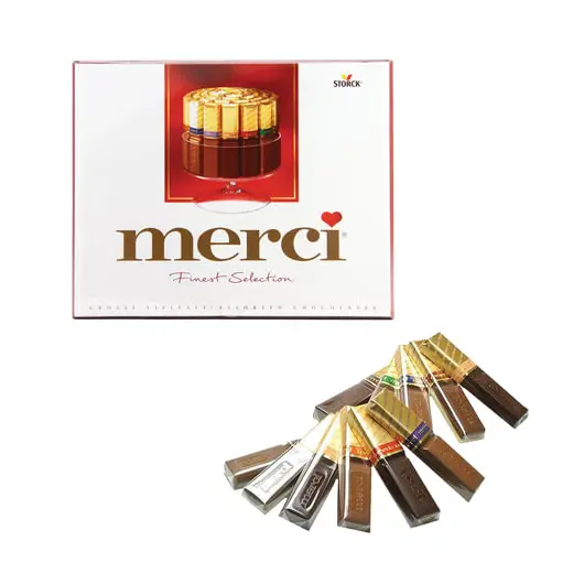 Конфеты шоколадные MERCI, ассорти, 250 г, картонная коробка, 015409-35, фото 1