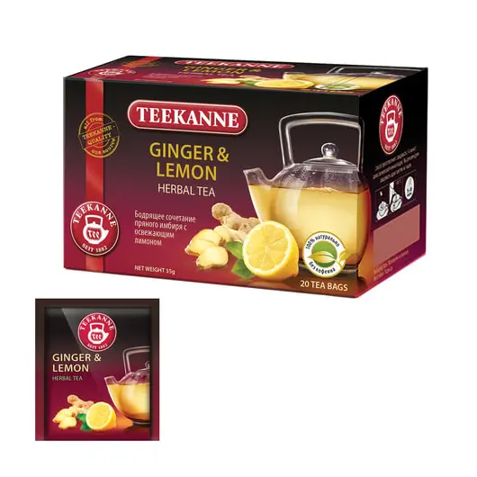 Чай TEEKANNE (Тиканне) &quot;Ginger&amp;Lemon&quot;, травяной, имбирь с лимоном, 20 пакетиков, 45620, фото 1