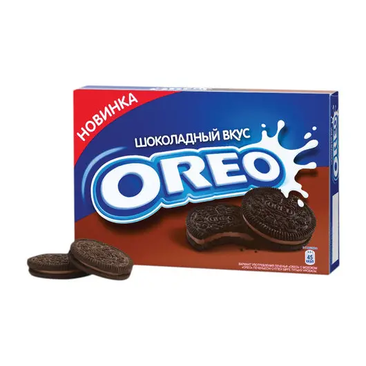 Печенье OREO (Орео) шоколадное, начинка со вкусом шоколада, 228г, картонная коробка, ш/к 68131, 67658, фото 1