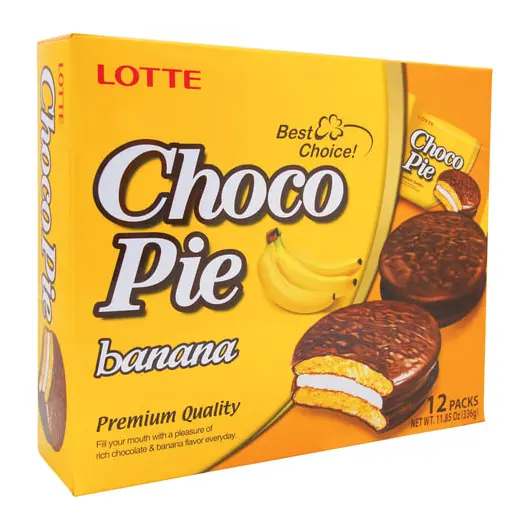 Печенье LOTTE &quot;Choco Pie Banana&quot; (Чоко Пай Банан), глазированное, 336 г, 12 шт. х 28 г, 000000014, фото 4