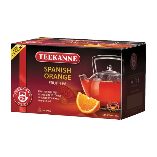 Чай TEEKANNE (Тиканне) &quot;Spanish Orange&quot;, фруктовый, апельсин, 20 пакетиков по 2 г, 0306_3050, фото 1