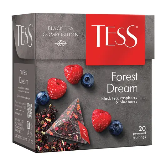 Чай TESS (Тесс) &quot;Forest Dream&quot;, черный с малиной и черникой, 20 пирамидок по 1,8 г, 0784-12, фото 2