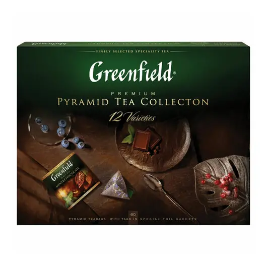 Чай GREENFIELD (Гринфилд), НАБОР 12 видов, 60 пирамидок, 110г, картонная коробка, ш/к 12419, 1241-07-1, фото 5