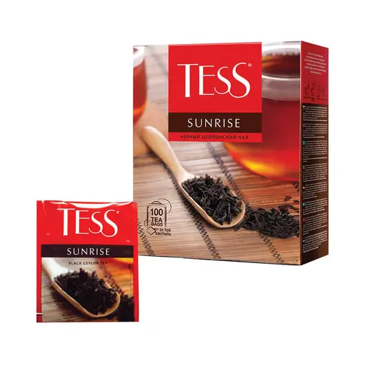 Чай TESS (Тесс) &quot;Sunrise&quot;, черный цейлонский, 100 пакетиков по 1,8 г, 0918-09, фото 1