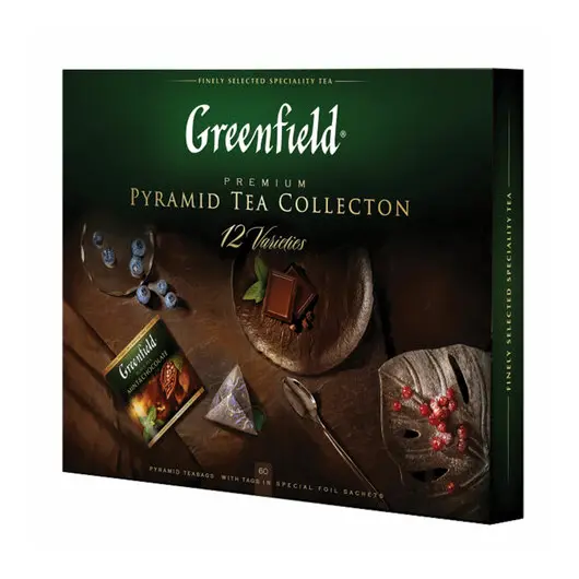 Чай GREENFIELD (Гринфилд), НАБОР 12 видов, 60 пирамидок, 110г, картонная коробка, ш/к 12419, 1241-07-1, фото 2