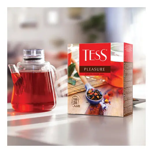Чай TESS (Тесс) &quot;Pleasure&quot;, черный с шиповником и яблоком, 100 пакетиков по 1,5 г, 0919-09, фото 8