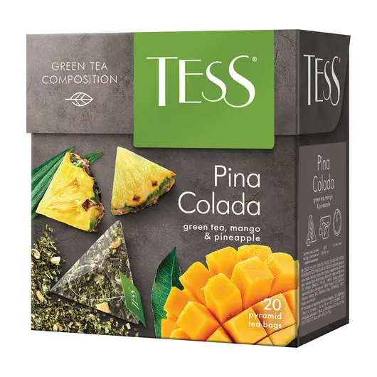 Чай TESS (Тесс) &quot;Pina Colada&quot;, зеленый с ароматом тропических фруктов, 20 пирамидок по 1,8 г, 0787-12, фото 3