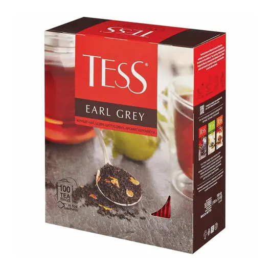 Чай TESS (Тесс) &quot;Earl Grey&quot;, черный, с цедрой лимона, 100 пакетиков в конвертах по 1,8г, ш/к 12518, 1251-09, фото 4