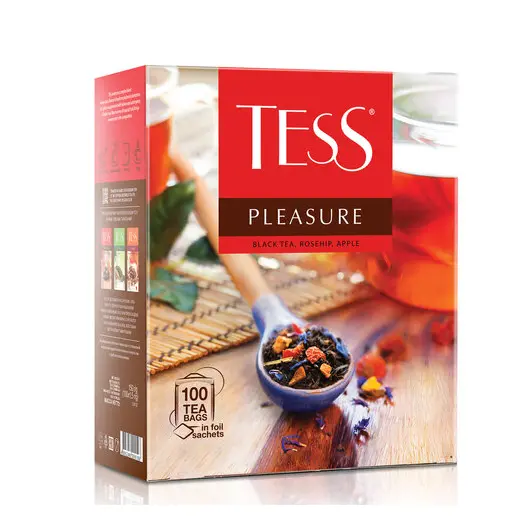 Чай TESS (Тесс) &quot;Pleasure&quot;, черный с шиповником и яблоком, 100 пакетиков по 1,5 г, 0919-09, фото 5