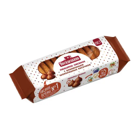 Печенье овсяное ПОСИДЕЛКИНО с шоколадными кусочками, 310 г, 51321450, фото 2