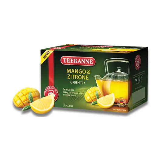 Чай TEEKANNE (Тиканне) &quot;Mango&amp;Zitrone&quot;, зеленый, манго/лимон, 20 пакетиков по 2 г, 0306_4535, фото 1