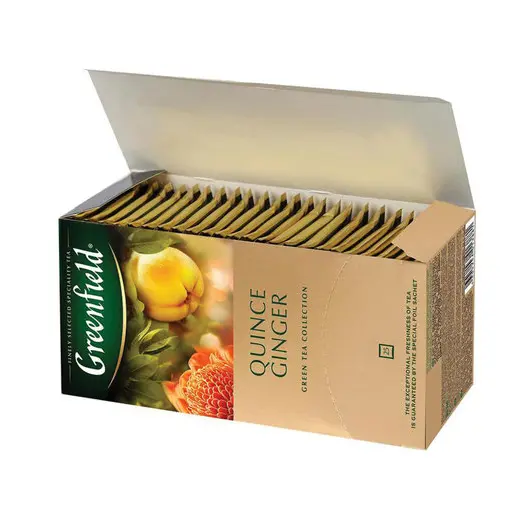 Чай GREENFIELD (Гринфилд) &quot;Quince Ginger&quot;, зеленый, айва-имбирь, 25 пакетиков в конвертах по 2 г, 1388-10, фото 2