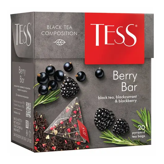 Чай TESS (Тесс) &quot;Berry Bar&quot;, черный с ароматом ежевики и черной смородины, 20 пирамидок по 1,8 г, 0785-12, фото 1