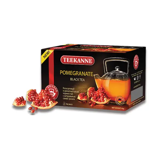 Чай TEEKANNE (Тиканне) &quot;Pomegranate&quot;, черный, гранат, 20 пакетиков по 2 г, 0306_4540, фото 1