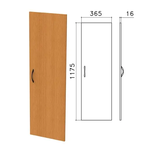 Дверь ЛДСП средняя &quot;Фея&quot;, 365х16х1175 мм, цвет орех милан, ДФ12.5, фото 1
