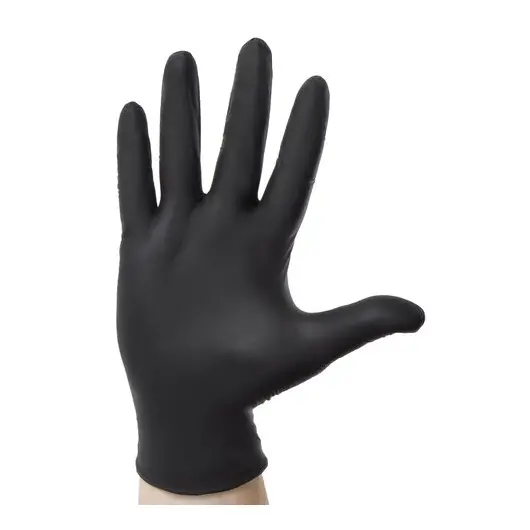 Перчатки нитриловые смотровые, 50 пар(100шт), неопудренные, M (средний), KLEVER Стандарт, черные, NG080 BL, фото 4