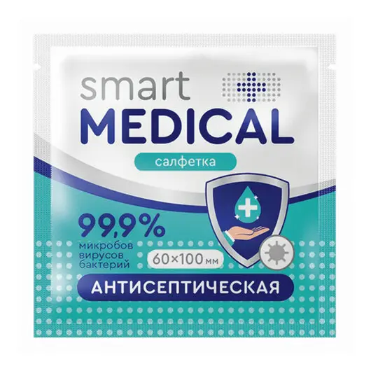 Антисептическая салфетка в индивидуальной упаковке SMART MEDICAL, 60х100мм, ш/к 20314, 72031, фото 1