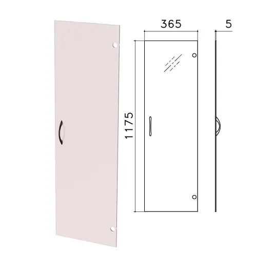 Дверь СТЕКЛО тонированное, средняя, &quot;Фея&quot;, &quot;Монолит&quot;, 365х1175х5 мм, без фурнитуры, ДМ43, фото 1