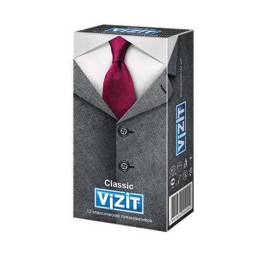 Презервативы латексные VIZIT Classic, комплект 12 шт., классические, 101010301, фото 1