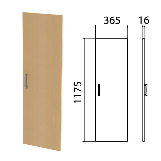 Дверь ЛДСП средняя &quot;Монолит&quot;, 365х16х1175 мм, цвет бук бавария, ДМ42.1, фото 1