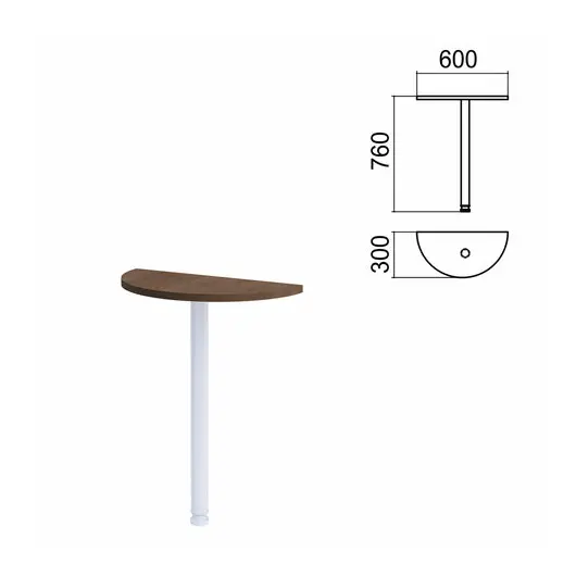 Стол приставной полукруг &quot;Арго&quot;, 600х300 мм, БЕЗ ОПОРЫ, гарбо, фото 1