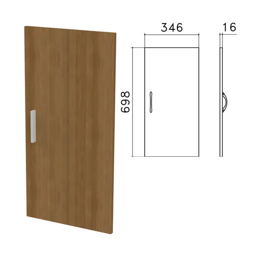 Дверь ЛДСП низкая &quot;Канц&quot;, 346х16х698 мм, цвет орех пирамидальный, ДК32.9, фото 1