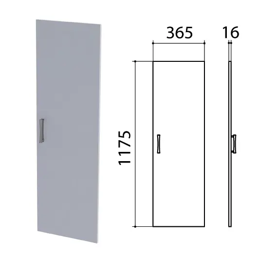 Дверь ЛДСП средняя &quot;Монолит&quot;, 365х16х1175 мм, цвет серый, ДМ42.11, фото 1