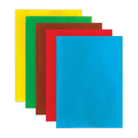 Цветной фетр для творчества, А4, ОСТРОВ СОКРОВИЩ, 5 листов, 5 цветов, толщина 2 мм, 660620, фото 2