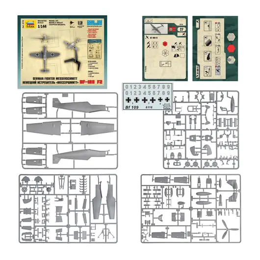 Модель для сборки САМОЛЕТ &quot;Истребитель немецкий BF-109 F2 &quot;Мессершмитт&quot;, масштаб 1:144, ЗВЕЗДА, 6116, фото 3