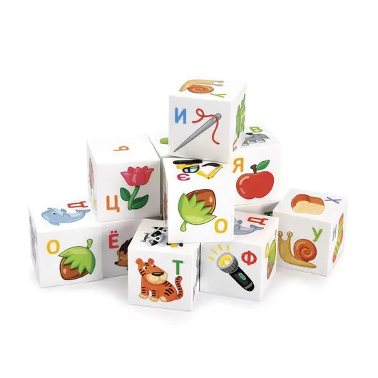 Кубики пластиковые Для умников &quot;Азбука&quot; 12 шт., 4х4х4 см, буквы/картинки на белых кубиках,10 КОР, 712, фото 3