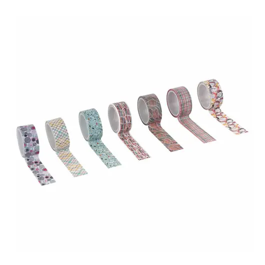 Клейкие WASHI-ленты для скрапбукинга и декора бумажные, &quot;Микс №3&quot;, 15 мм * 3 м, 7 цветов, комплект, ОСТРОВ СОКРОВИЩ, 661711, фото 4