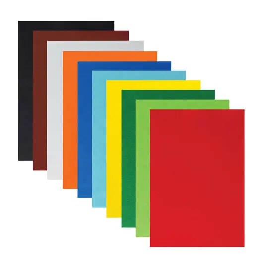 Цветной фетр для творчества А4 ЮНЛАНДИЯ 10 ЯРКИХ ЦВЕТОВ, толщина 1 мм, с европодвесом, 662048, фото 2