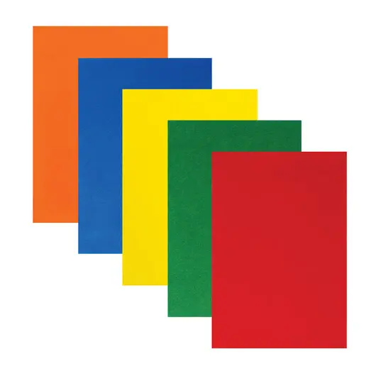 Цветной фетр для творчества А4 ЮНЛАНДИЯ 5 ЯРКИХ ЦВЕТОВ, толщина 2 мм, с европодвесом, 662049, фото 2