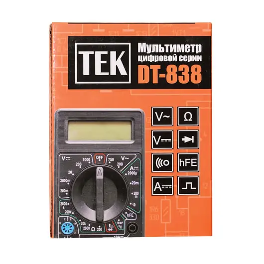 Мультиметр DT 838, ТЕК (РЕСАНТА), жк-дисплей, режим измерения температуры, 61/10/513, фото 3