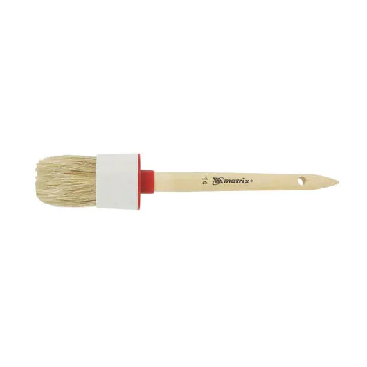 Кисть круглая 50 мм, натуральная щетина, деревянная ручка, для масляных красок, лаков, MATRIX, 82084, фото 1