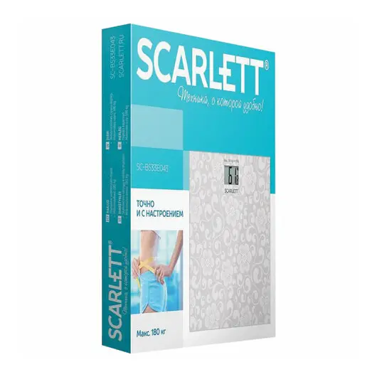 Весы напольные SCARLETT SC-BS33E043, электронные, вес до 180 кг, квадрат, стекло, серые, фото 2