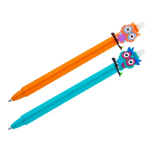 Ручка гелевая стираемая автоматическая MESHU &quot;Owls&quot; синяя, 0,5мм, корпус ассорти, фото 2