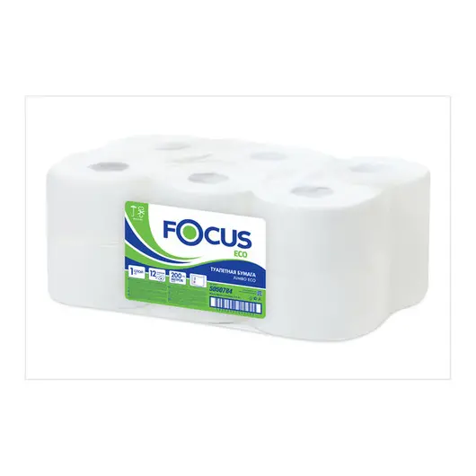Бумага туалетная Focus Eco Jumbo, 1 слойн, 200 м/рул, тиснение, цвет белый, фото 3