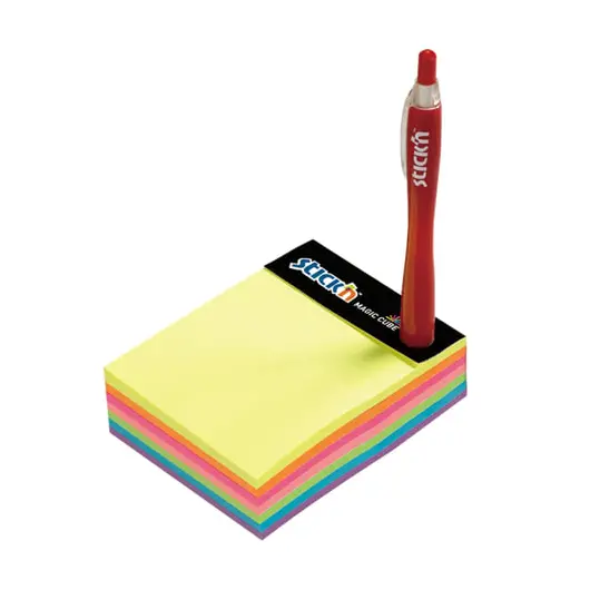 Блок самоклеящийся (стикер) HOPAX с отверстием для ручки, 76х101 мм, 280 л., 7 цветов, неон, 21255, фото 2