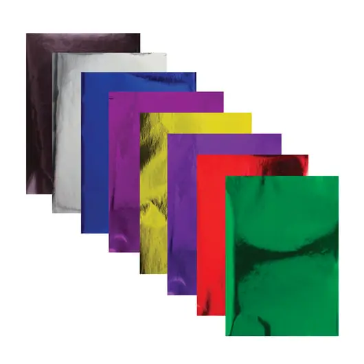 Картон цветной А4 ЗЕРКАЛЬНЫЙ, 8 листов 8 цветов, 180 г/м2, BRAUBERG, 210х297 мм, 124747, фото 2