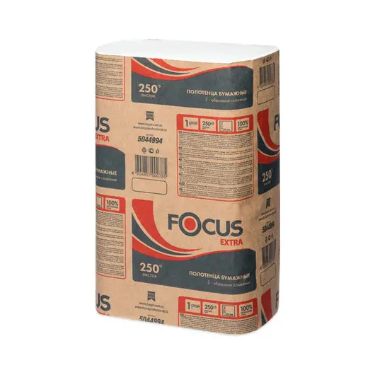 Полотенца бумажные лист. Focus Extra (Z-сл)  1-сл., 250л/пач. 21,5*24см, тисн., белые, фото 2