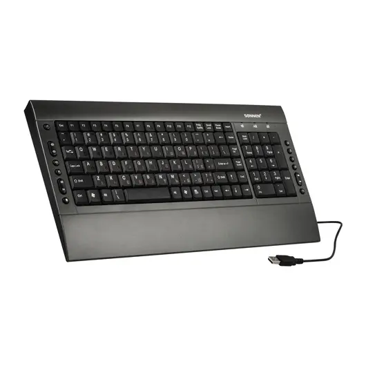 Клавиатура проводная SONNEN KB-M530, USB, мультимедийная, 15 дополнительных кнопок, серо-черная, 511278, фото 1
