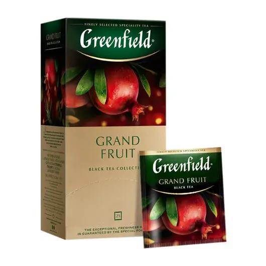 Чай GREENFIELD (Гринфилд) &quot;Grand Fruit&quot;, черный, гранат-розмарин, 25 пак. в конв. по 1,5г, ш/к 13874, 1387-10, фото 1