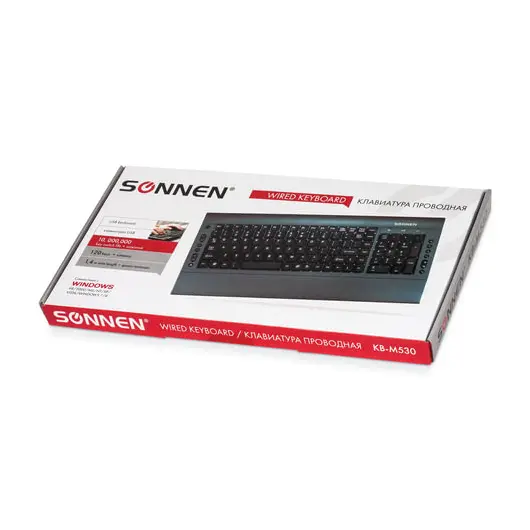 Клавиатура проводная SONNEN KB-M530, USB, мультимедийная, 15 дополнительных кнопок, серо-черная, 511278, фото 6