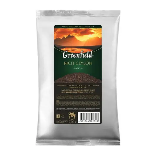Чай GREENFIELD (Гринфилд) &quot;Rich Ceylon&quot;, черный, листовой, 250г, пакет, ш/к 09730, 0973-15, фото 1