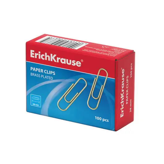 Скрепки ERICH KRAUSE, 28 мм, омедненные, 100 штук, в картонной коробке, 24867, фото 1