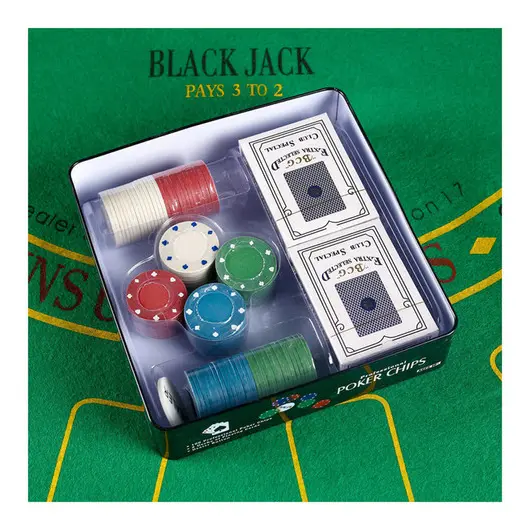 Набор для игры в &quot;Покер&quot;, (100 фишек, 2 колоды карт), коробка, фото 3