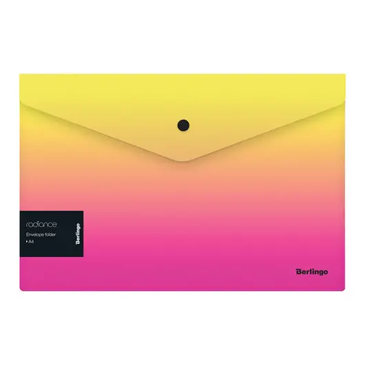 Папка-конверт на кнопке Berlingo &quot;Radiance&quot;, 180мкм, желтый/розовый градиент, с рисунком, фото 1
