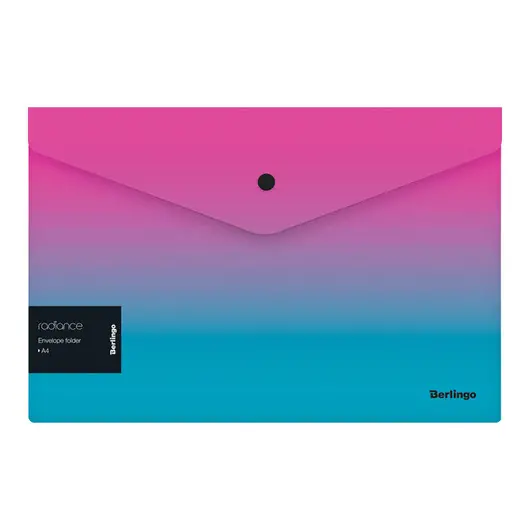 Папка-конверт на кнопке Berlingo &quot;Radiance&quot;, 180мкм, розовый/голубой градиент, с рисунком, фото 1